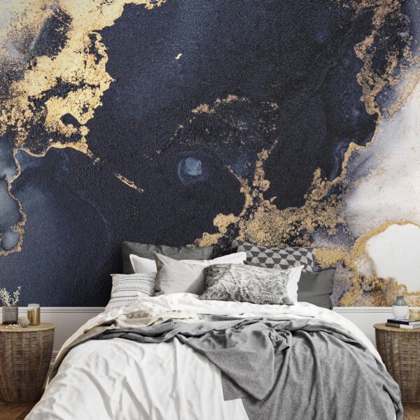Fotobehang - Marble and Garnet - Abstract Textured Pattern Inspired by a Starry Sky