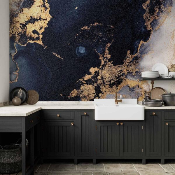 Fotobehang - Marble and Garnet - Abstract Textured Pattern Inspired by a Starry Sky