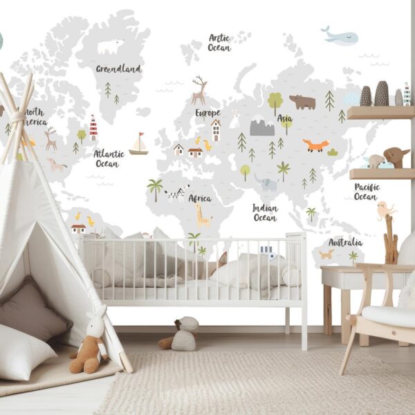 Fotobehang - Minimalist Map for Children's Room