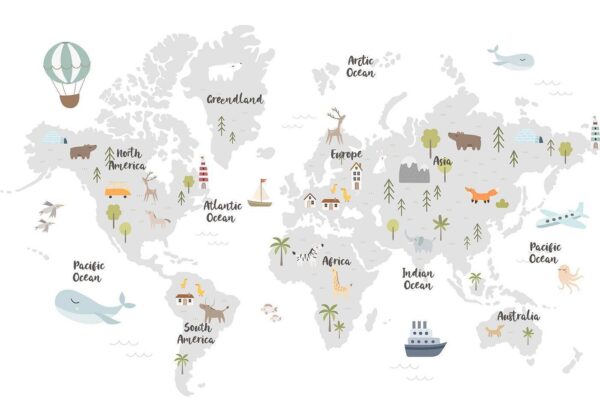 Fotobehang - Minimalist Map for Children's Room