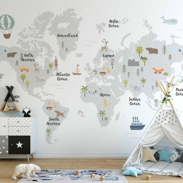 Fotobehang - Minimalist Map for Children's Room