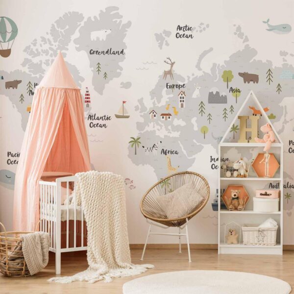 Fotobehang - Minimalist Map for Children's Room