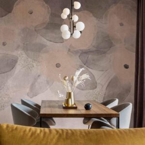 Fotobehang - Minimalist meadow - patterns on a delicate beige textured background