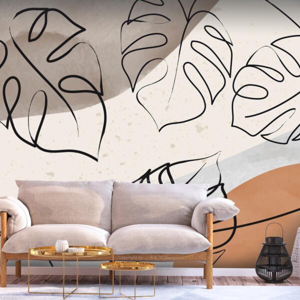 Fotobehang - Minimalistic Monstera Leaves