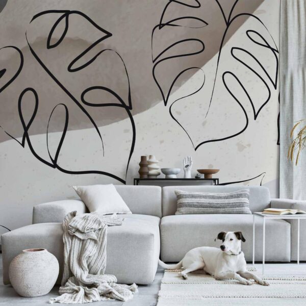 Fotobehang - Minimalistic Monstera Leaves