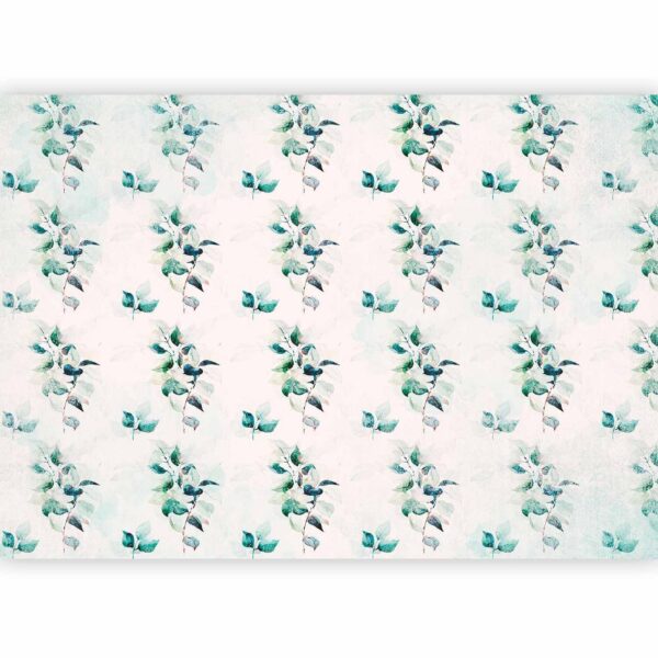 Fotobehang - Mint green nature - solid floral pattern with green leaves