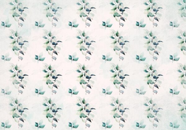 Fotobehang - Mint green nature - solid floral pattern with green leaves