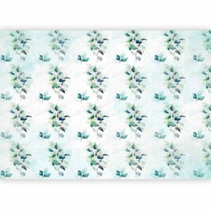 Fotobehang - Mint nature - uniform pattern in floral motif with green leaves