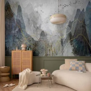 Fotobehang - Misty Mountain Pass