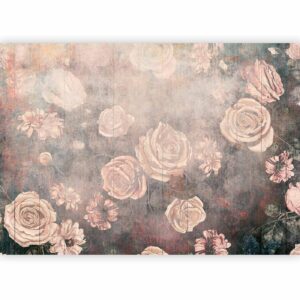 Fotobehang - Misty nature - orange flowers on a non-uniformly textured background