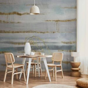Fotobehang - Modernist background - abstract stripes pattern with gold patterns