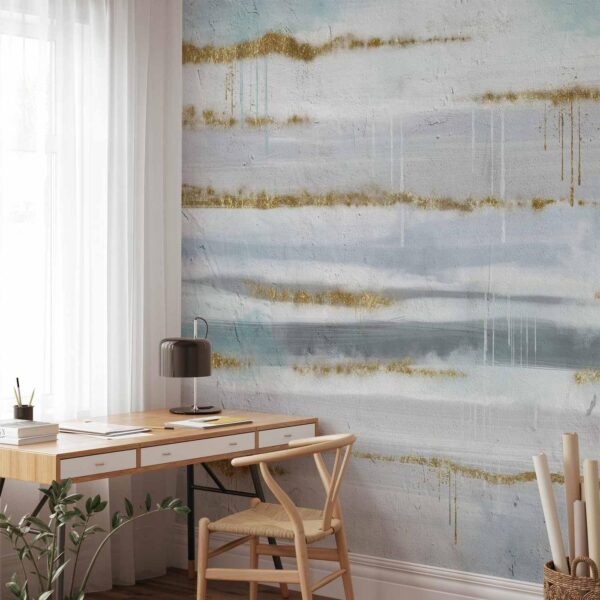 Fotobehang - Modernist background - abstract stripes pattern with gold patterns