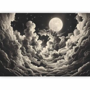 Fotobehang - Moon and Stars Singing Among the Great Clouds
