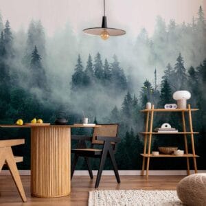 Fotobehang - Mountain Forest (Dark Green)