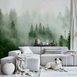 Fotobehang - Mountain Forest (Green)