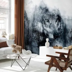 Fotobehang - Mountain Predator (Black and White)