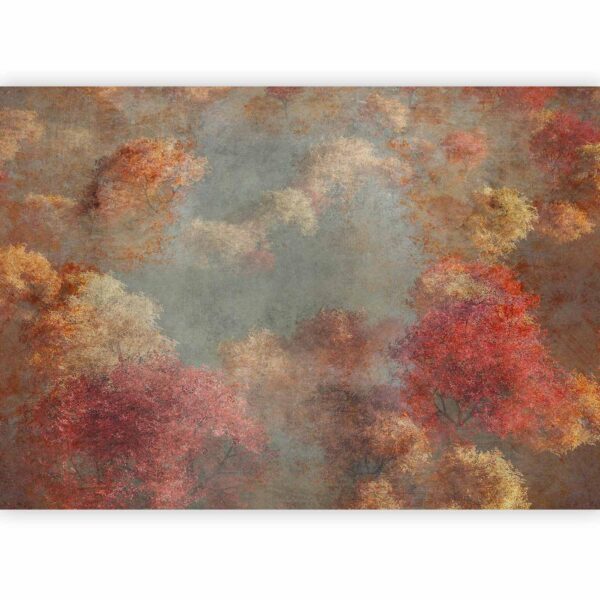 Fotobehang - Nature in autumn - landscape of autumn trees in painted retro style