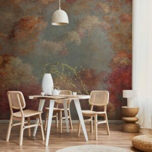 Fotobehang - Nature in autumn - landscape of autumn trees in painted retro style