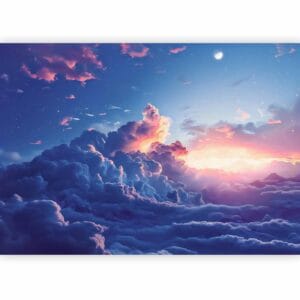 Fotobehang - Night Concert in the Mountains: Clouds Illuminated by the Last Rays of the Sun