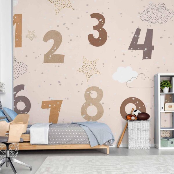 Fotobehang - Numbers Among Snowflakes