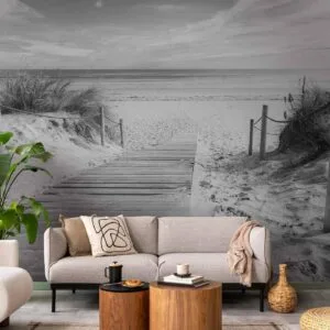 Fotobehang - On the beach - black and white