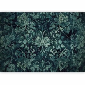 Fotobehang - Oriental Pattern Carpet: Emerald Ornaments and Worn Patterns