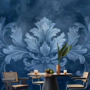 Fotobehang - Ornament in Blue and Cool Colors Dark Blue Decoration