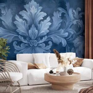 Fotobehang - Ornament in Blue and Cool Colors Dark Blue Decoration