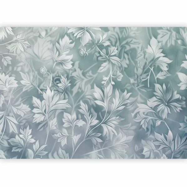Fotobehang - Ornaments in Worn Muted Turquoises: Delicate Plant Pattern