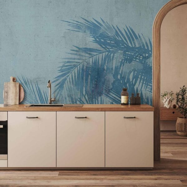 Fotobehang - Palm Trees in Blue