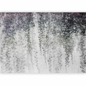 Fotobehang - Peaceful oasis - landscape of hanging black leaf vines on a grey background