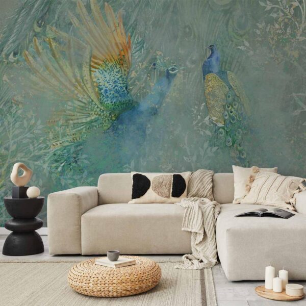 Fotobehang - Peacocks Dancing - Third Variant