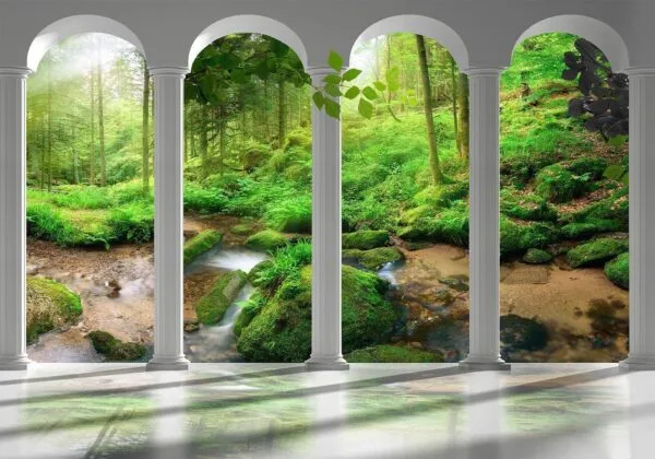 Fotobehang - Pillars and Forest