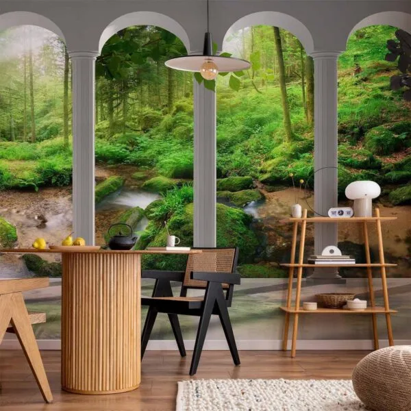 Fotobehang - Pillars and Forest