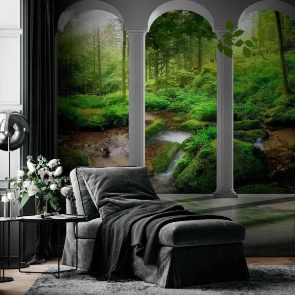Fotobehang - Pillars and Forest