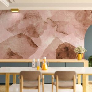Fotobehang - Pink terrazzo - minimalist background in marble watercolour pattern