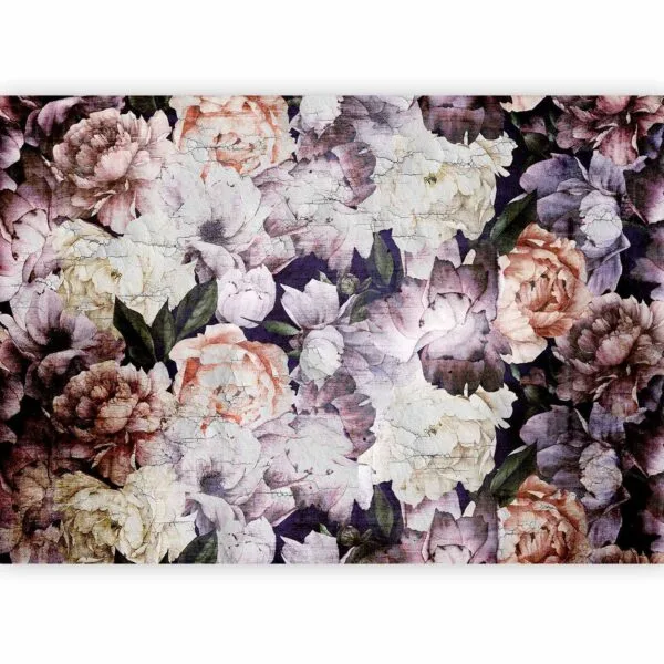 Fotobehang - Plant motif with peonies in a garden - retro style flower background