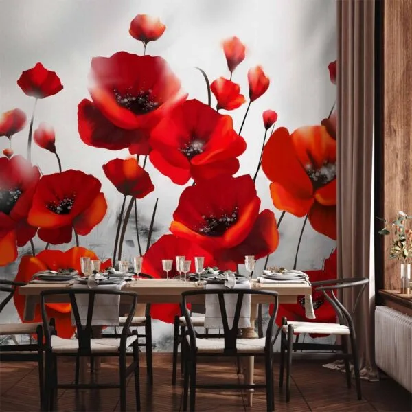 Fotobehang - Poppies in the Moonlight