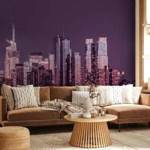 Fotobehang - Purple night over Manhattan - cityscape of New York architecture