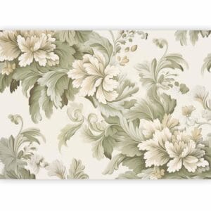 Fotobehang - Retro Vintage Flowers in Delicate Cream and Green Colors