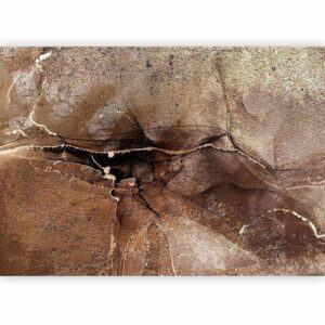 Fotobehang - Rock abstraction - brown and beige pattern in the style of cracked stone