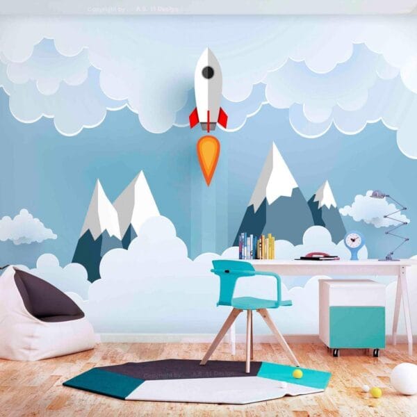 Fotobehang - Rocket in the Clouds