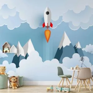 Fotobehang - Rocket in the Clouds