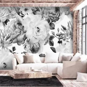 Fotobehang - Sentimental Garden (Black and White)