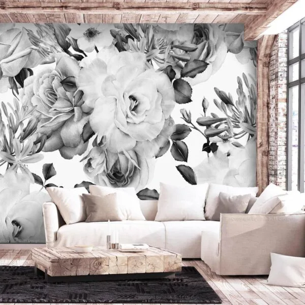 Fotobehang - Sentimental Garden (Black and White)