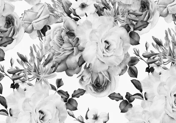 Fotobehang - Sentimental Garden (Black and White)