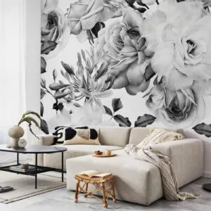 Fotobehang - Sentimental Garden (Black and White)