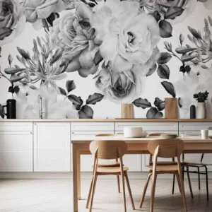 Fotobehang - Sentimental Garden (Black and White)