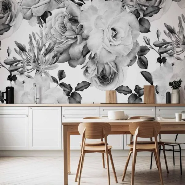 Fotobehang - Sentimental Garden (Black and White)