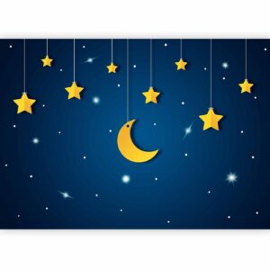Fotobehang - Skyline - night sky landscape with stars and moon for children